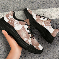 Mocha Mousse Aloha Hawaii Chunky Sneakers Monstera Hibiscus Plumeria Seamless Vibes - Polynesian Pride