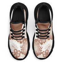 Mocha Mousse Aloha Hawaii Clunky Sneakers Monstera Hibiscus Plumeria Seamless Vibes - Polynesian Pride