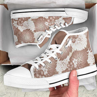 Mocha Mousse Aloha Hawaii High Top Shoes Monstera Hibiscus Plumeria Seamless Vibes - Polynesian Pride