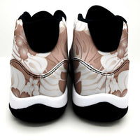 Mocha Mousse Aloha Hawaii Sneakers J11 Monstera Hibiscus Plumeria Seamless Vibes - Polynesian Pride