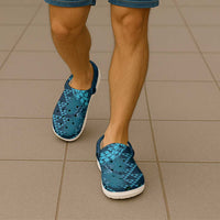 Naval Night Aloha Hawaii Clogs Shoes Hawaiian Kakau Ohia Lehua Lei - Polynesian Pride