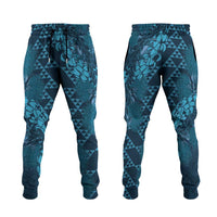 Naval Night Aloha Hawaii Jogger Pants Hawaiian Kakau Ohia Lehua Lei - Polynesian Pride
