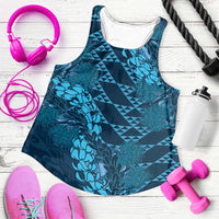 Naval Night Aloha Hawaii Women Racerback Tank Hawaiian Kakau Ohia Lehua Lei - Polynesian Pride