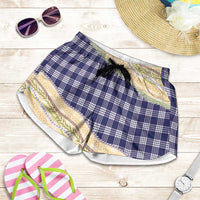 Navy Palaka Hawaii Leis Elegant Vibes Shorts for Women