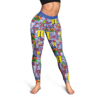 New Caledonia Joyeux Noel Leggings Pacific Patchwork Xmas Vibes - Polynesian Pride