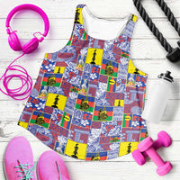 New Caledonia Joyeux Noel Women Racerback Tank Pacific Patchwork Xmas Vibes - Polynesian Pride