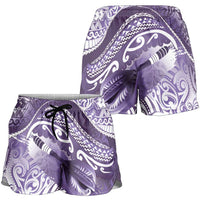 New Zealand Aotearoa Darts Masters Shorts for Women Maori Art Tattoo with Tribal Dart Symbol Purple - Polynesian Pride