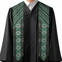 New Zealand Aotearoa Graduation Stole Green Poutama With Taniko Pattern