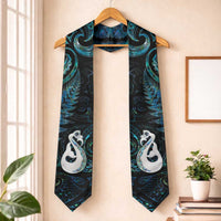 New Zealand Aotearoa Graduation Stole Maori Manaia Paua Shell Glitter Turquoise