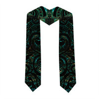 New Zealand Aotearoa Graduation Stole Maori Tane Te Waiora Paua Shell Glitter Green