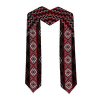 New Zealand Aotearoa Graduation Stole Red Poutama With Taniko Pattern