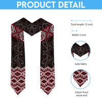 New Zealand Aotearoa Graduation Stole Red Taniko Art Maori Pattern