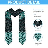 New Zealand Aotearoa Graduation Stole Turquoise Taniko Art Maori Pattern