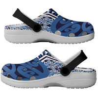 New Zealand Clogs Shoes Aotearoa Kowhaiwhai Mix Taniko Art - Blue