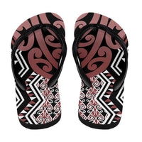 New Zealand Flip Flops Aotearoa Kowhaiwhai Mix Taniko Art - Brown - Polynesian Pride