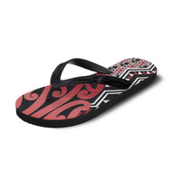 New Zealand Flip Flops Aotearoa Kowhaiwhai Mix Taniko Art - Red - Polynesian Pride