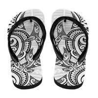 New Zealand Hammerhead Shark Flip Flops Maori Haehae Mangopare White - Polynesian Pride