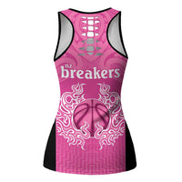 New Zealand Hollow Tank Top Fire Basketball Maori Tribal Pink - Polynesian Pride