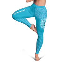 New Zealand Leggings Fire Basketball Maori Tribal Sky Blue - Polynesian Pride
