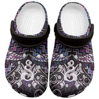 New Zealand Maori Clogs Shoes Poutama Pikorua Purple Paua Shell - Polynesian Pride