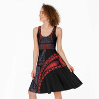 New Zealand Midi Dress Maori Kiwiana Pattern Tukutuku Motif