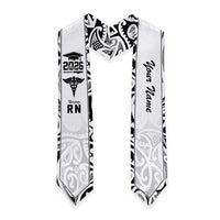 New Zealand Nurse RN 2026 Personalised Graduation Stole White Maori Pattern Cultural Pride