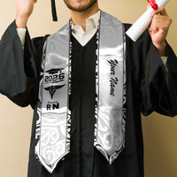 New Zealand Nurse RN 2026 Personalised Graduation Stole White Maori Pattern Cultural Pride