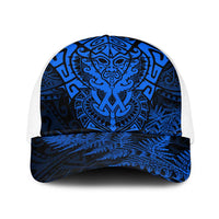 New Zealand Rugby All Blue Baseball Net Cap Silver Fern All Black Mix Ta Moko LT9 One Size White Blue - Polynesian Pride