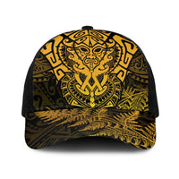 New Zealand Rugby All Gold Baseball Net Cap Silver Fern All Black Mix Ta Moko - Polynesian Pride