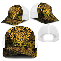 New Zealand Rugby All Gold Baseball Net Cap Silver Fern All Black Mix Ta Moko - Polynesian Pride