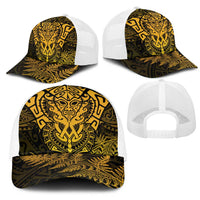 New Zealand Rugby All Gold Mesh Trucker Cap Silver Fern All Black Mix Ta Moko - Polynesian Pride