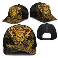 New Zealand Rugby All Gold Mesh Trucker Cap Silver Fern All Black Mix Ta Moko - Polynesian Pride