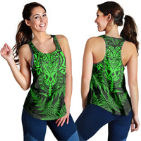 New Zealand Rugby All Green Women Racerback Tank Silver Fern All Black Mix Ta Moko LT09