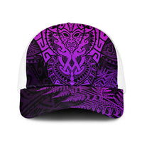 New Zealand Rugby All Purple Mesh Trucker Cap Silver Fern All Black Mix Ta Moko - Polynesian Pride