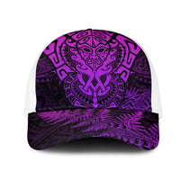 New Zealand Rugby All Purple Mesh Trucker Cap Silver Fern All Black Mix Ta Moko - Polynesian Pride