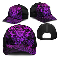 New Zealand Rugby All Purple Mesh Trucker Cap Silver Fern All Black Mix Ta Moko - Polynesian Pride