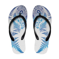 New Zealand Sea Animals Flip Flops with Maori Koru Tribal Tattoo and Silver Ferns Galaxy Style LT03 Multicolor - Polynesian Pride