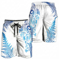 New Zealand Sea Animals Shorts for Men with Maori Koru Tribal Tattoo and Silver Ferns Galaxy Style