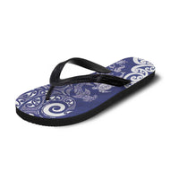 New Zealand Sea Animals with Maori Tribal Tattoo Flip Flops Blue Color