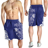 New Zealand Sea Animals with Maori Tribal Tattoo Shorts for Men Blue Color LT03 - Polynesian Pride