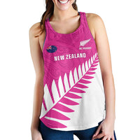New Zealand Silver Fern Rugby Custom Women Racerback Tank Go All Black Maori Pink Version - Polynesian Pride