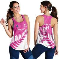 New Zealand Silver Fern Rugby Custom Women Racerback Tank Go All Black Maori Pink Version - Polynesian Pride