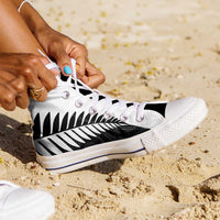 New Zealand Silver Fern Rugby High Top Shoes All Black Go Champions Maori Pattern - Polynesian Pride