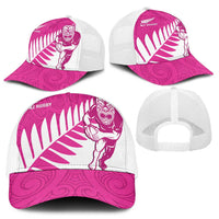 New Zealand Silver Fern Rugby Mesh Trucker Cap Go All Black Maori Pink Version - Polynesian Pride
