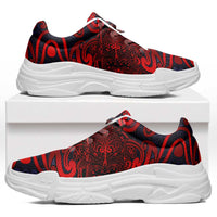 New Zealand Taiaha Maori Chunky Sneakers Whero Minimalist Silver Fern Tukutuku Motif