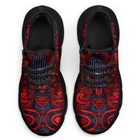 New Zealand Taiaha Maori Clunky Sneakers Whero Minimalist Silver Fern Tukutuku Motif