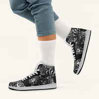 New Zealand Taiaha Maori High Sneakers AJ1 Kiwikiwi Minimalist Silver Fern Tukutuku Motif