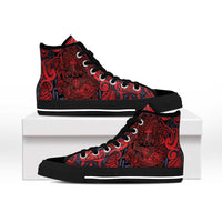 New Zealand Taiaha Maori High Top Shoes Whero Minimalist Silver Fern Tukutuku Motif