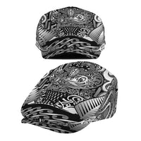 New Zealand Taiaha Maori Jeff Hat Kiwikiwi Minimalist Silver Fern Tukutuku Motif LT9 - Polynesian Pride