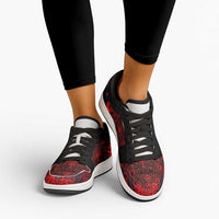 New Zealand Taiaha Maori Low Sneakers Whero Minimalist Silver Fern Tukutuku Motif